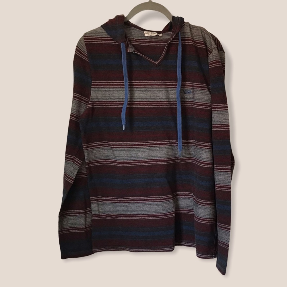 Vans Maroon and Blue Striped Lightweight Hoodie